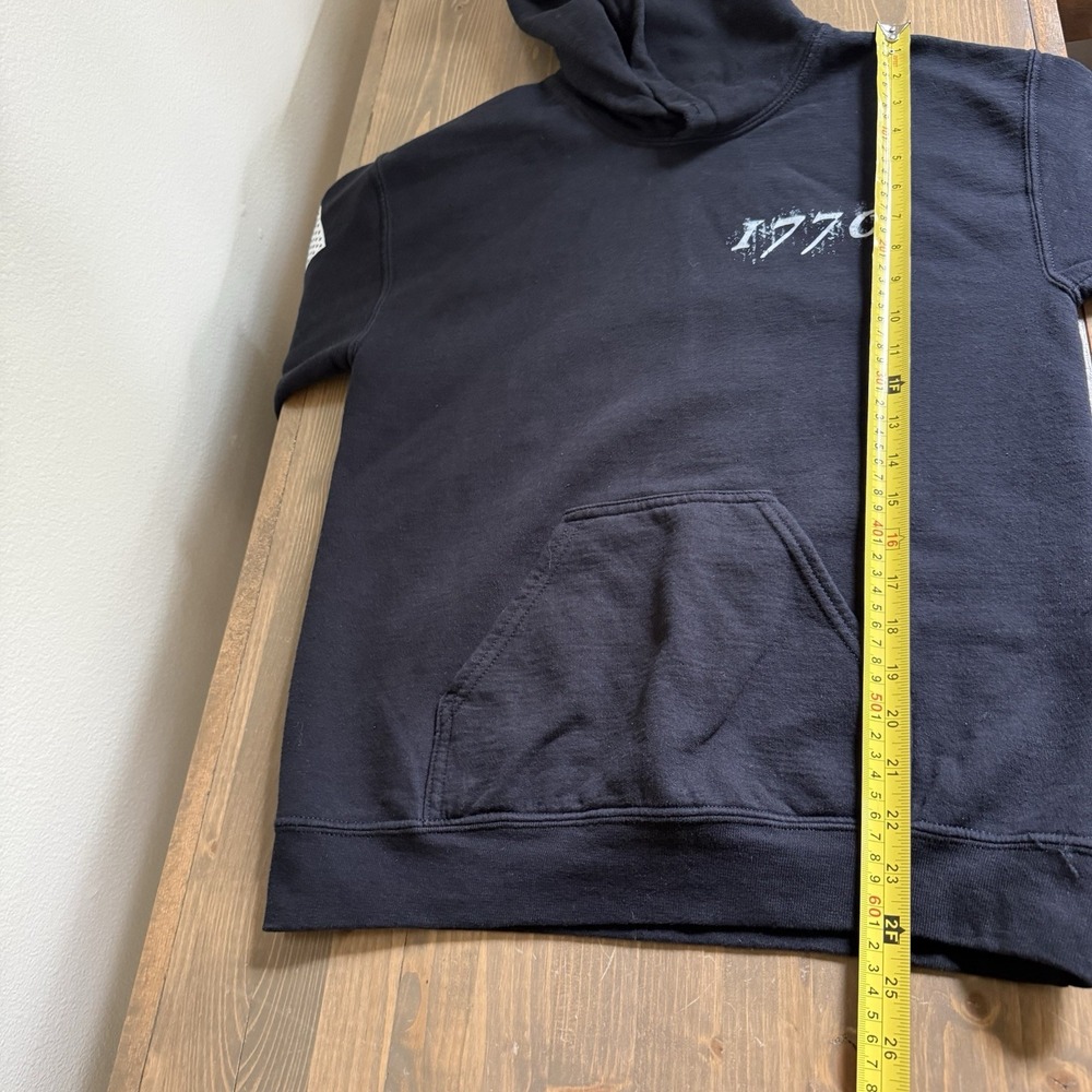 Grunt Style Men's Small Black 1776 Logo Pullover Hoodie Sweatshirt Flag - Picture 7 of 7